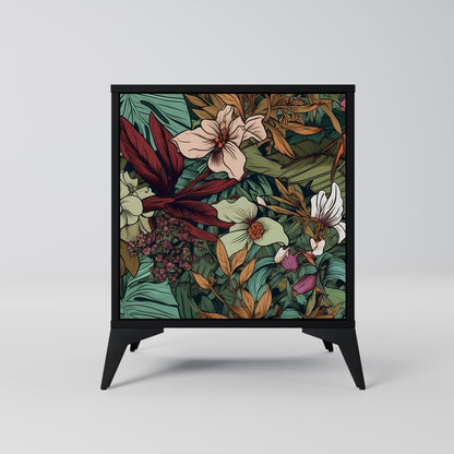 BOTANICAL EMERGENCE 1-Door Sideboard in Black Finish