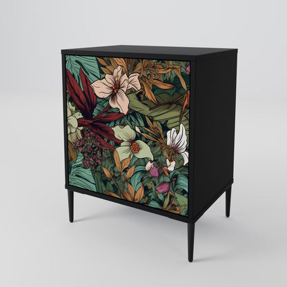 BOTANICAL EMERGENCE 1-Door Sideboard in Black Finish