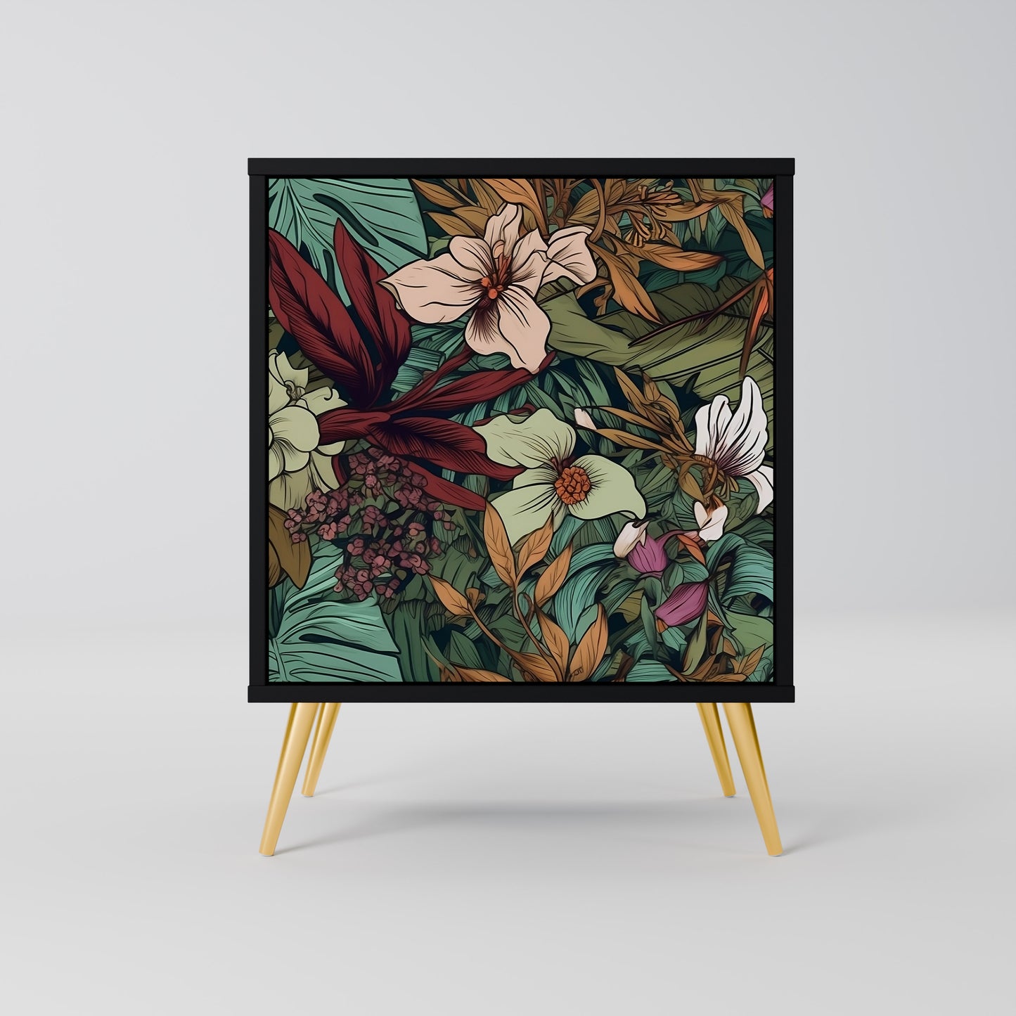 BOTANICAL EMERGENCE 1-Door Sideboard in Black Finish