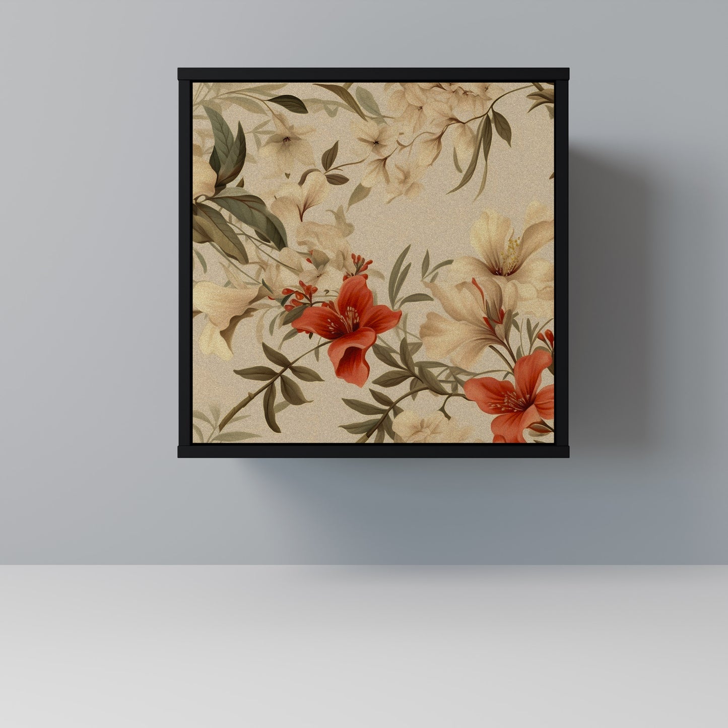 BLOOMING HARMONY 1-Door Sideboard in Black Finish