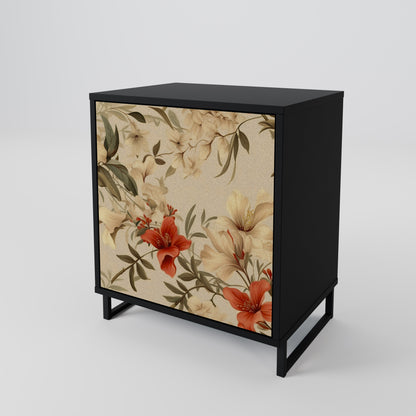 BLOOMING HARMONY 1-Door Sideboard in Black Finish