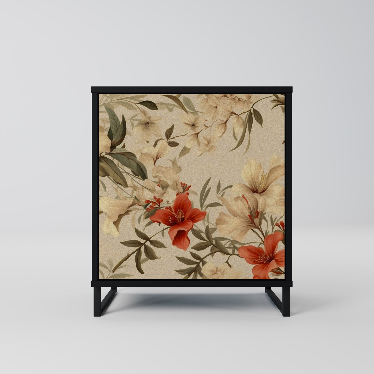 BLOOMING HARMONY 1-Door Sideboard in Black Finish