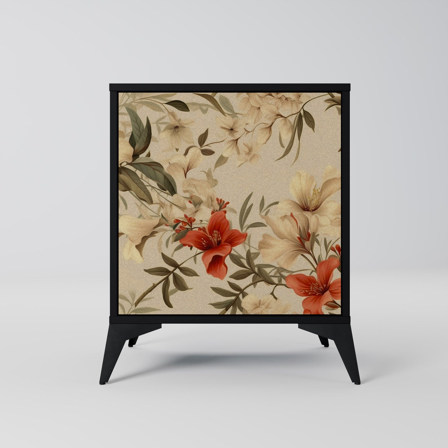 BLOOMING HARMONY 1-Door Sideboard in Black Finish