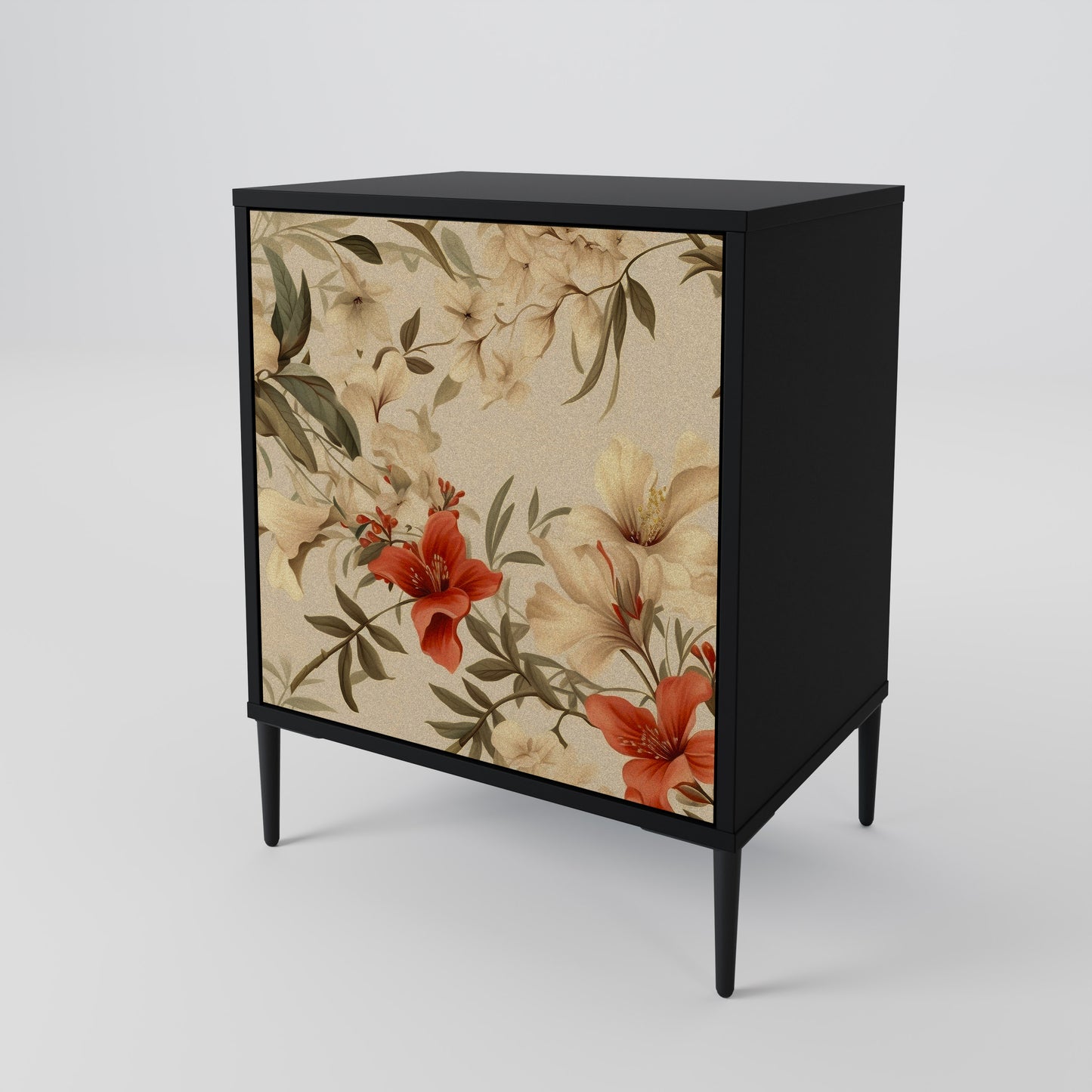 BLOOMING HARMONY 1-Door Sideboard in Black Finish