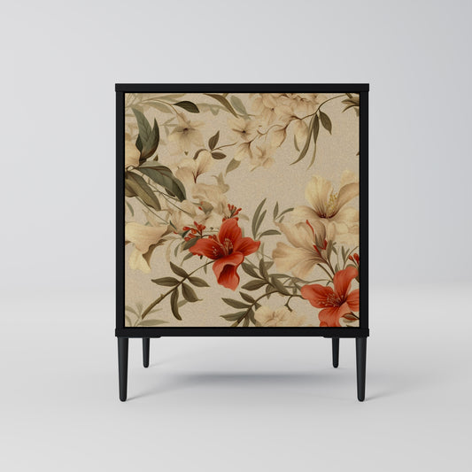 BLOOMING HARMONY 1-Door Sideboard in Black Finish