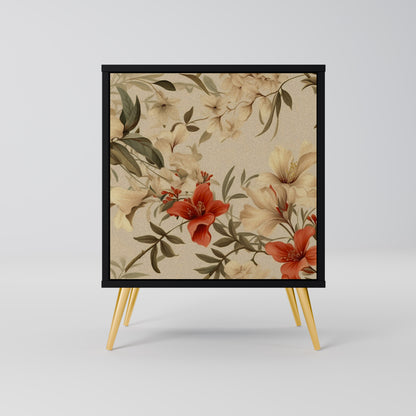 BLOOMING HARMONY 1-Door Sideboard in Black Finish