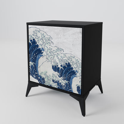 Credenza a 1 anta THE GREAT WAVE AT KANAGAWA con finitura nera