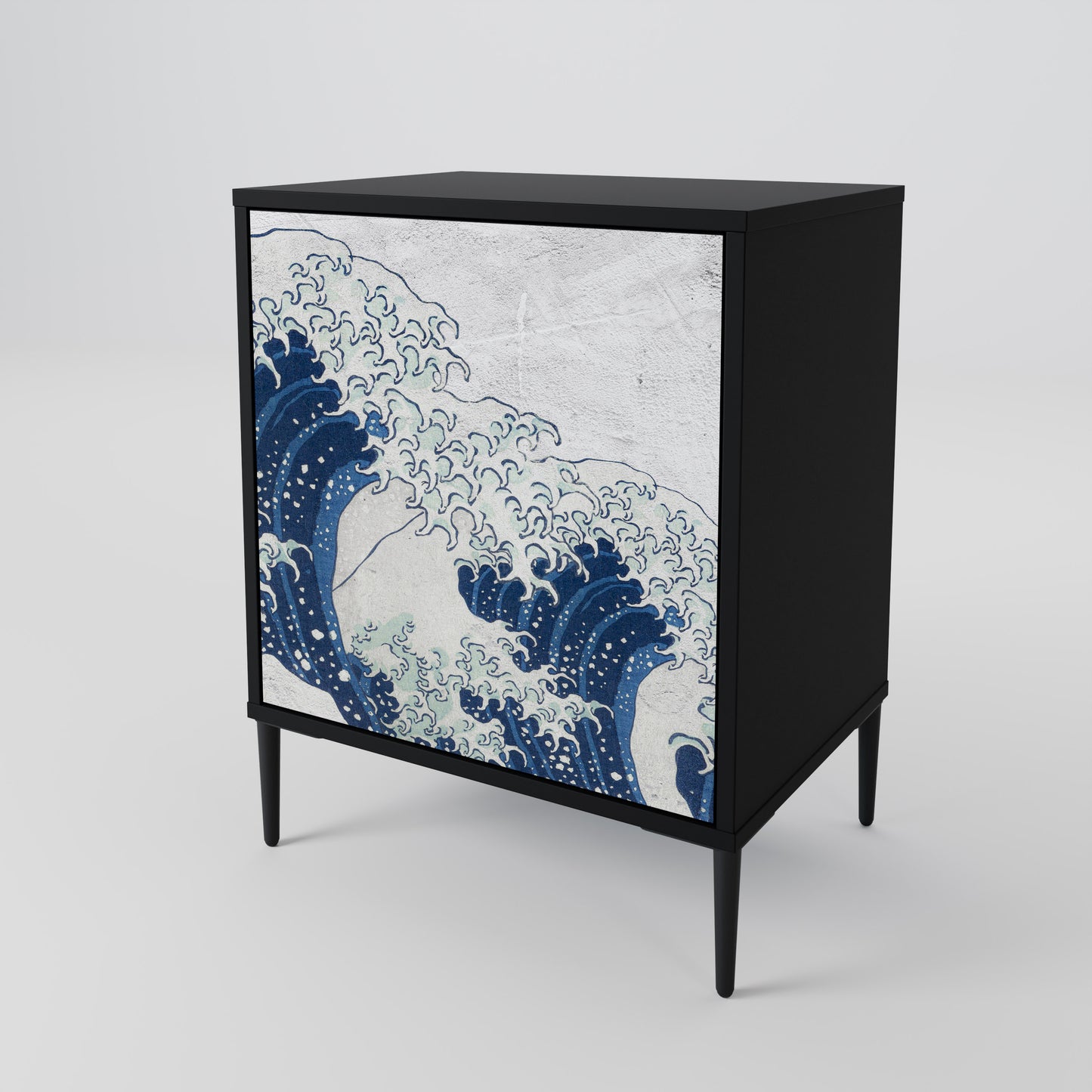 Credenza a 1 anta THE GREAT WAVE AT KANAGAWA con finitura nera
