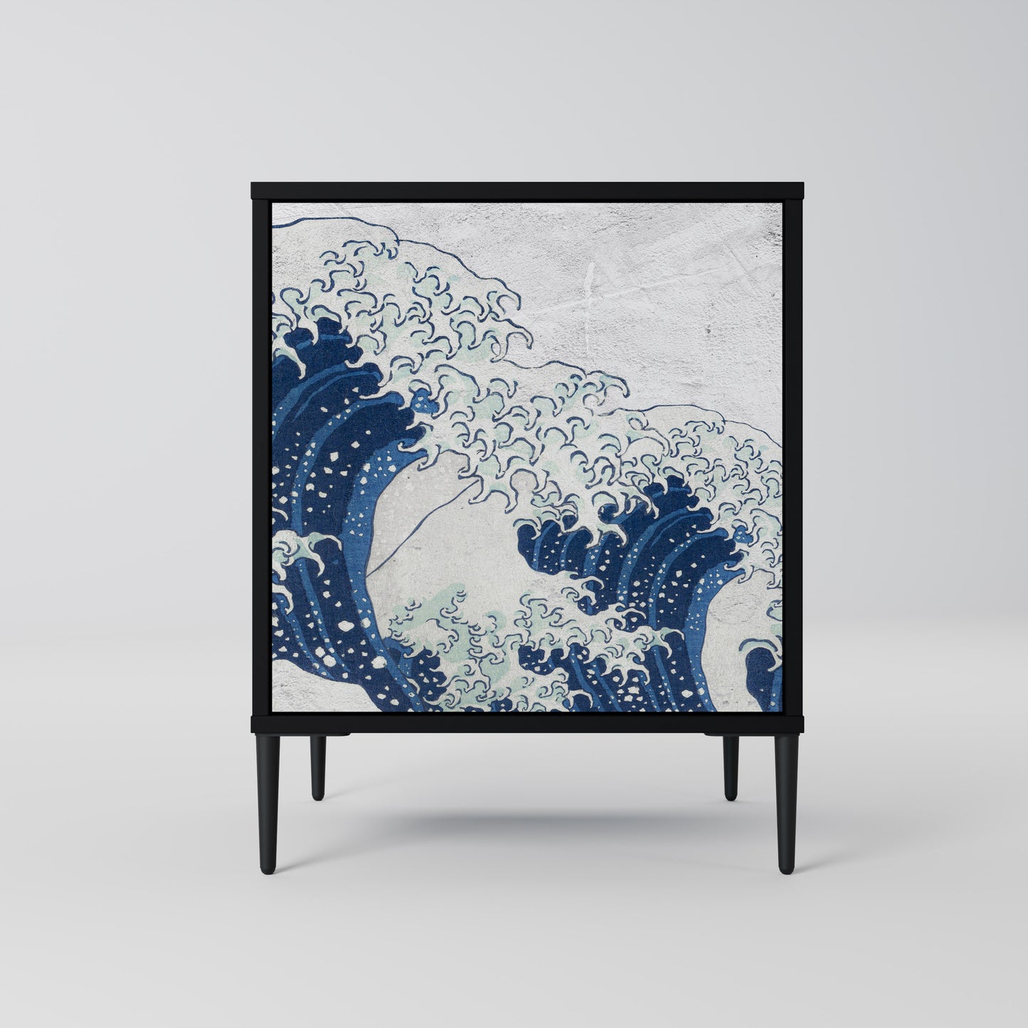 Credenza a 1 anta THE GREAT WAVE AT KANAGAWA con finitura nera