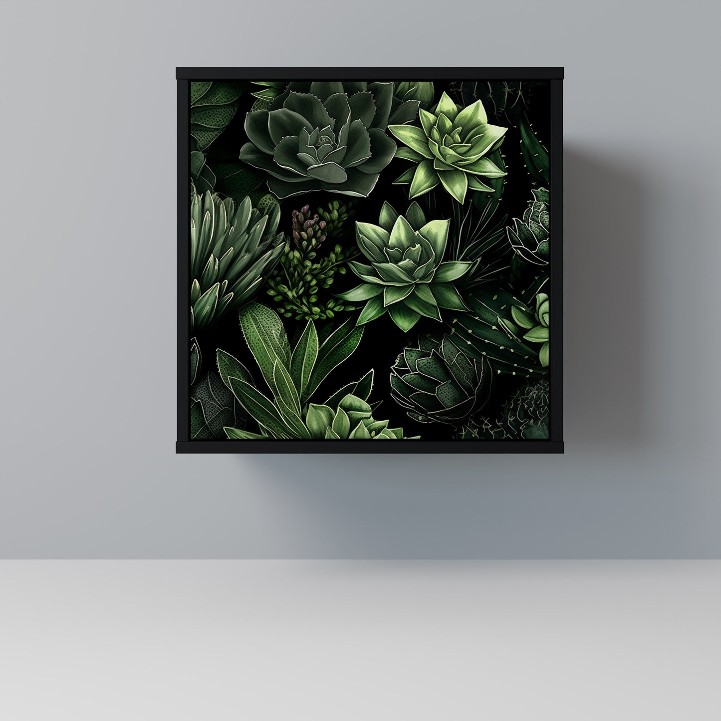 SUCCULENT JUNGLE 1-Door Sideboard in Black Finish