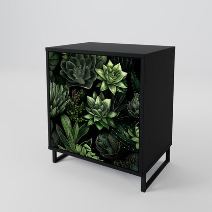 SUCCULENT JUNGLE 1-Door Sideboard in Black Finish