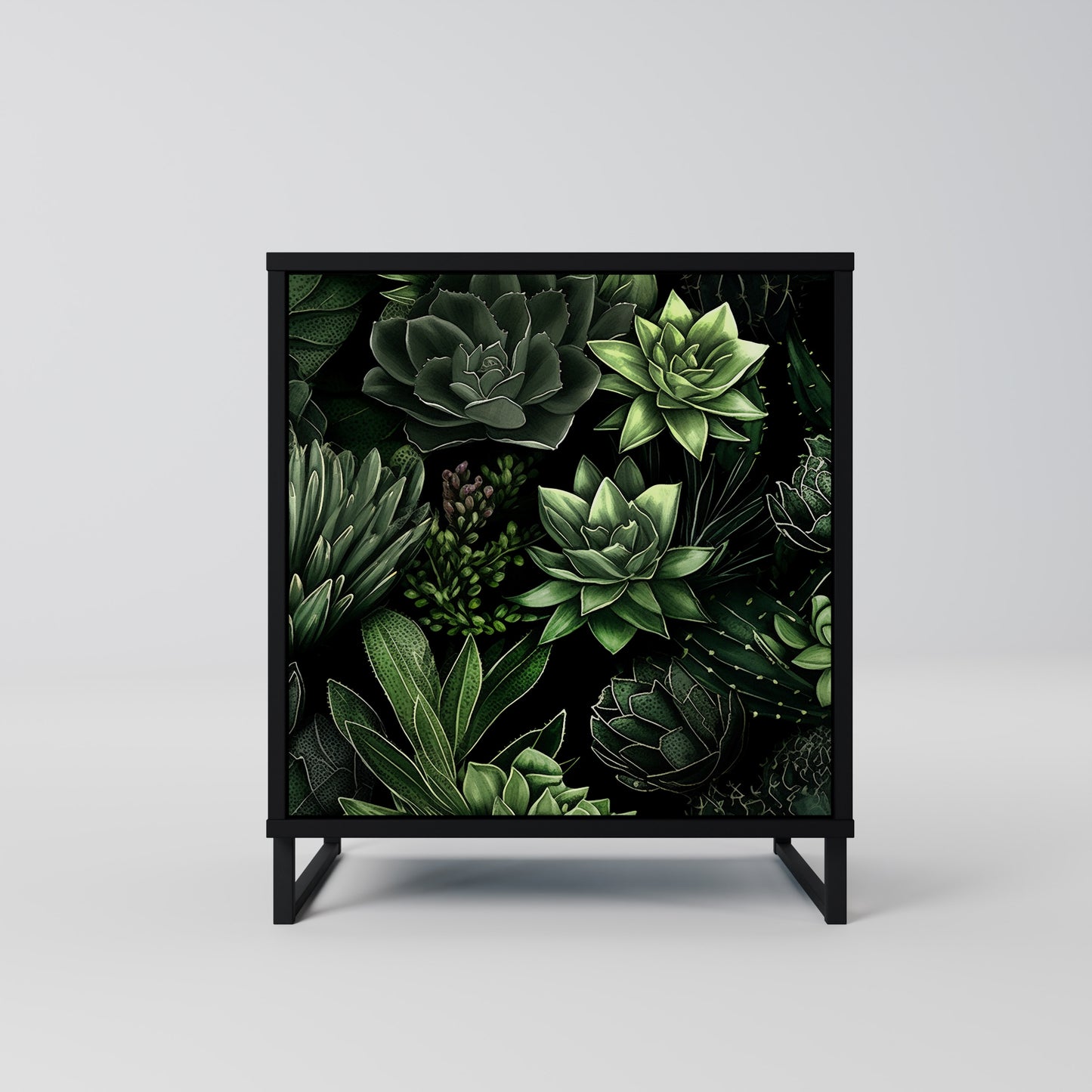 SUCCULENT JUNGLE 1-Door Sideboard in Black Finish