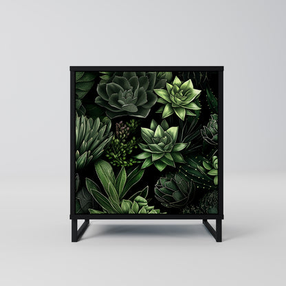 SUCCULENT JUNGLE 1-Door Sideboard in Black Finish
