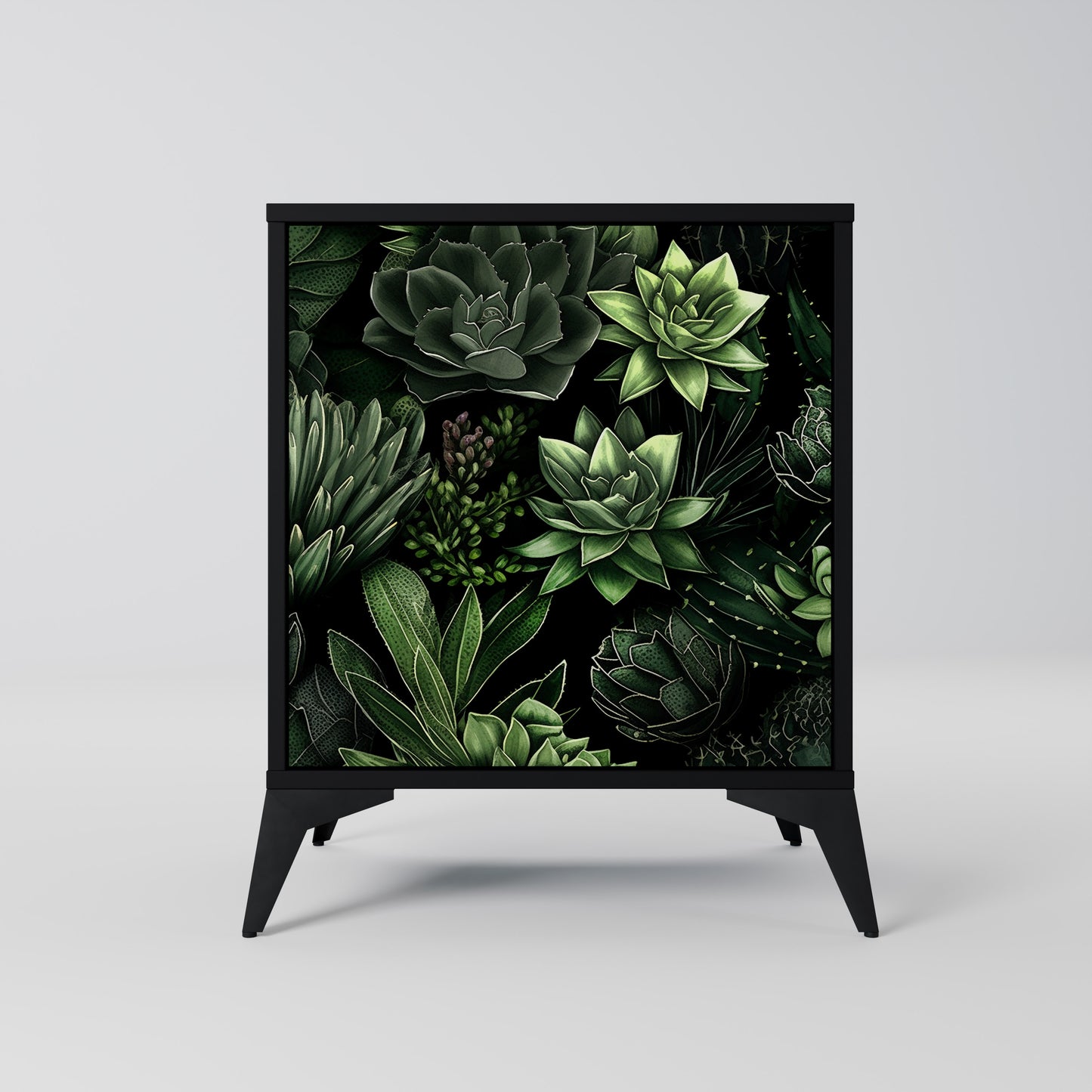 SUCCULENT JUNGLE 1-Door Sideboard in Black Finish