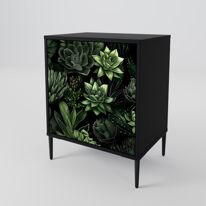 SUCCULENT JUNGLE 1-Door Sideboard in Black Finish
