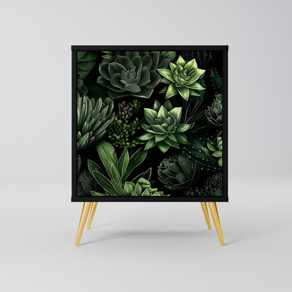 SUCCULENT JUNGLE 1-Door Sideboard in Black Finish