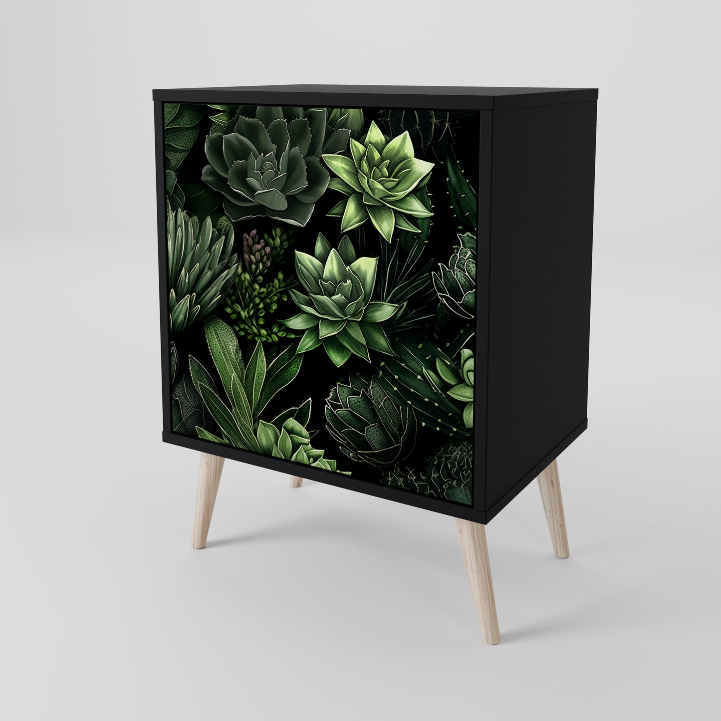 SUCCULENT JUNGLE 1-Door Sideboard in Black Finish