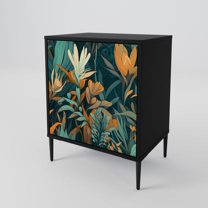 Credenza FLORAL SERENITY a 1 anta con finitura nera