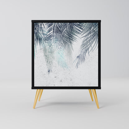 PALM VEIL 1-Door Sideboard in Black Finish