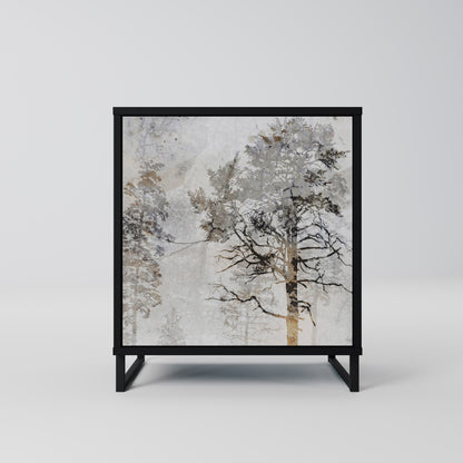 Credenza a 1 anta FADE IN THE TREES con finitura nera