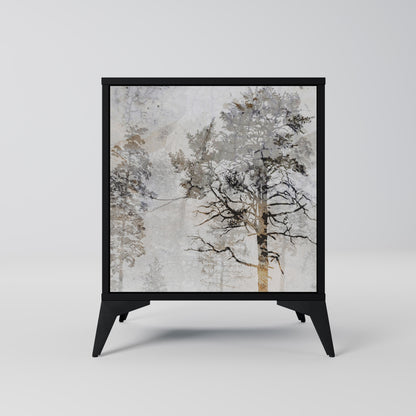 Credenza a 1 anta FADE IN THE TREES con finitura nera