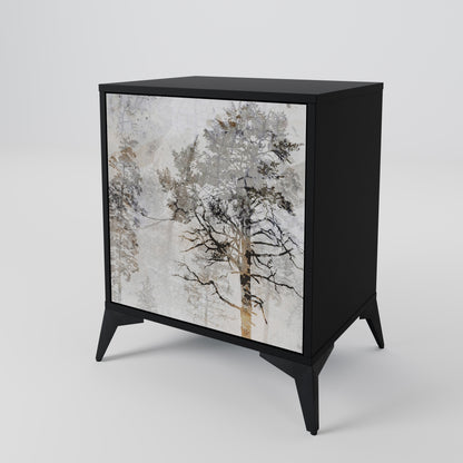 Credenza a 1 anta FADE IN THE TREES con finitura nera