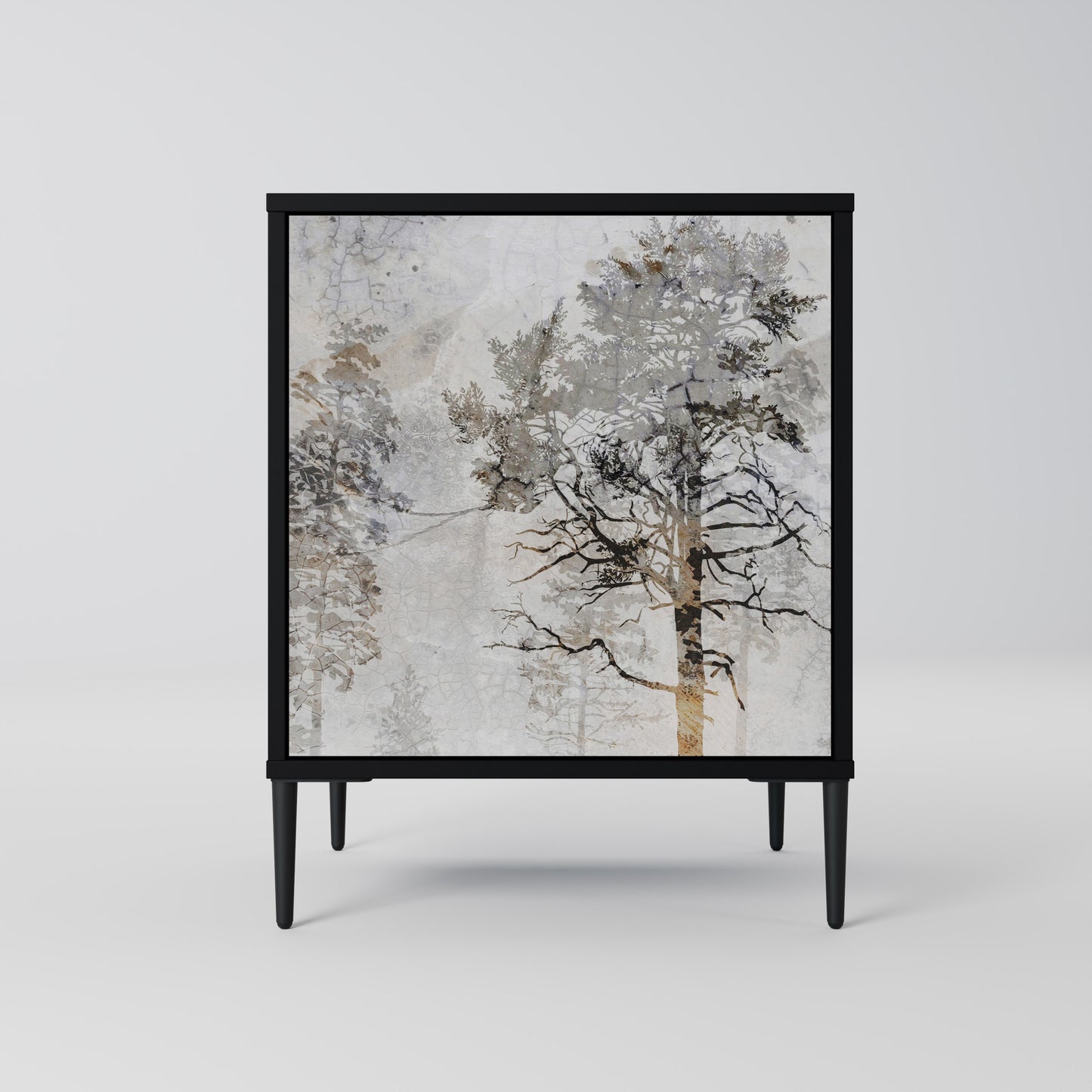 Credenza a 1 anta FADE IN THE TREES con finitura nera