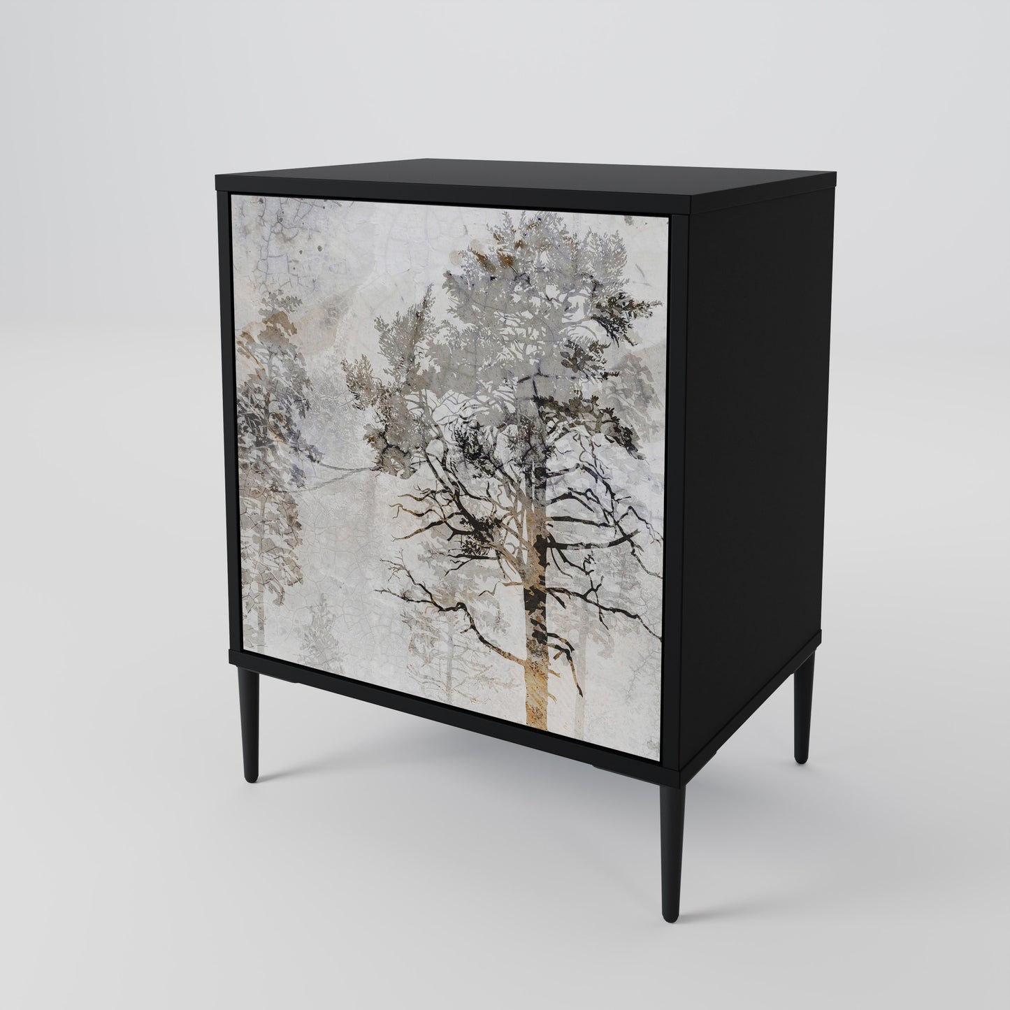 Credenza a 1 anta FADE IN THE TREES con finitura nera