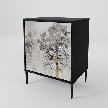 Credenza a 1 anta FADE IN THE TREES con finitura nera