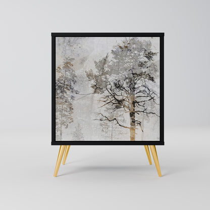 Credenza a 1 anta FADE IN THE TREES con finitura nera