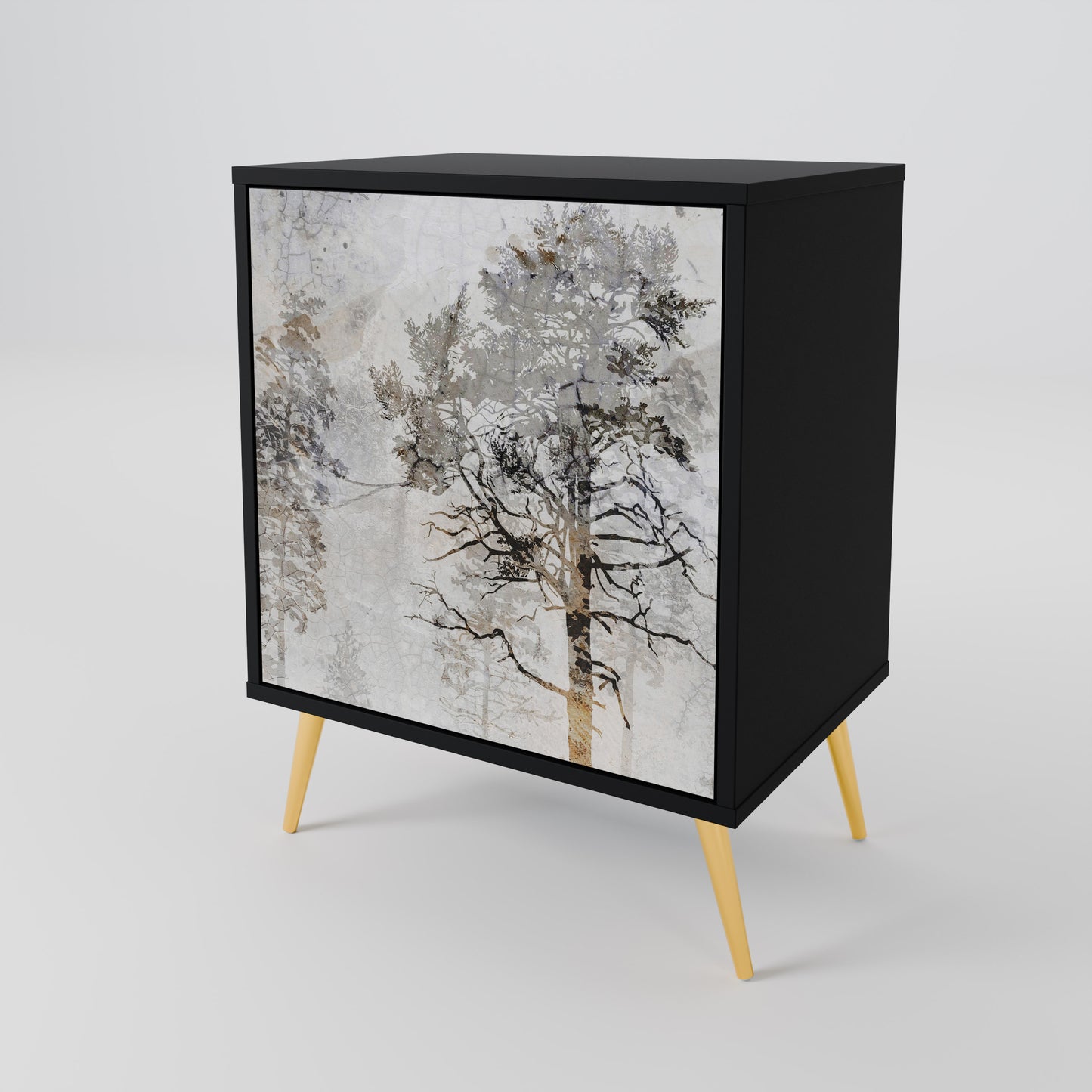 Credenza a 1 anta FADE IN THE TREES con finitura nera