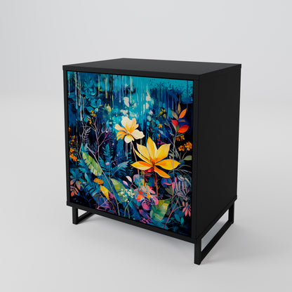 Credenza MIDNIGHT BLOSSOM a 1 anta con finitura nera