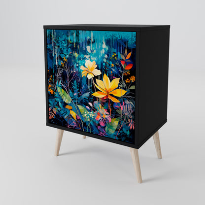 Credenza MIDNIGHT BLOSSOM a 1 anta con finitura nera