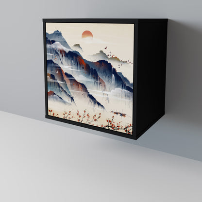 Credenza JAPANESE LANDSCAPE a 1 anta con finitura nera