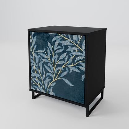Credenza BLUE LEAVES a 1 anta con finitura nera