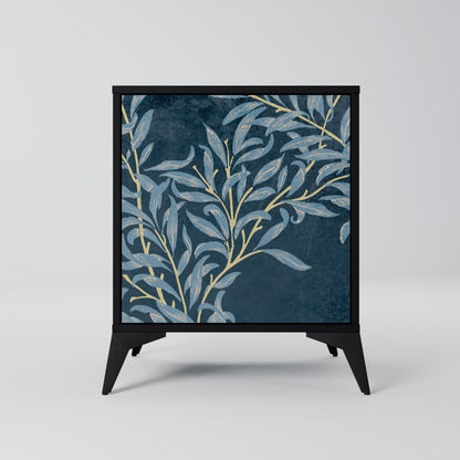 BLUE LEAVES 1-Door Sideboard in Black Finish