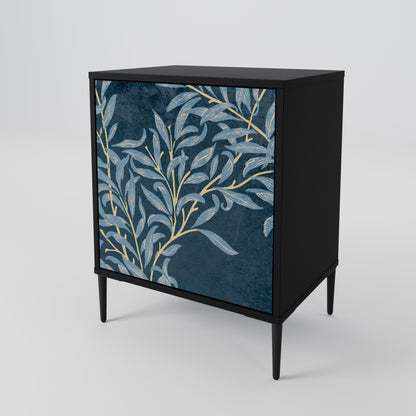 Credenza BLUE LEAVES a 1 anta con finitura nera