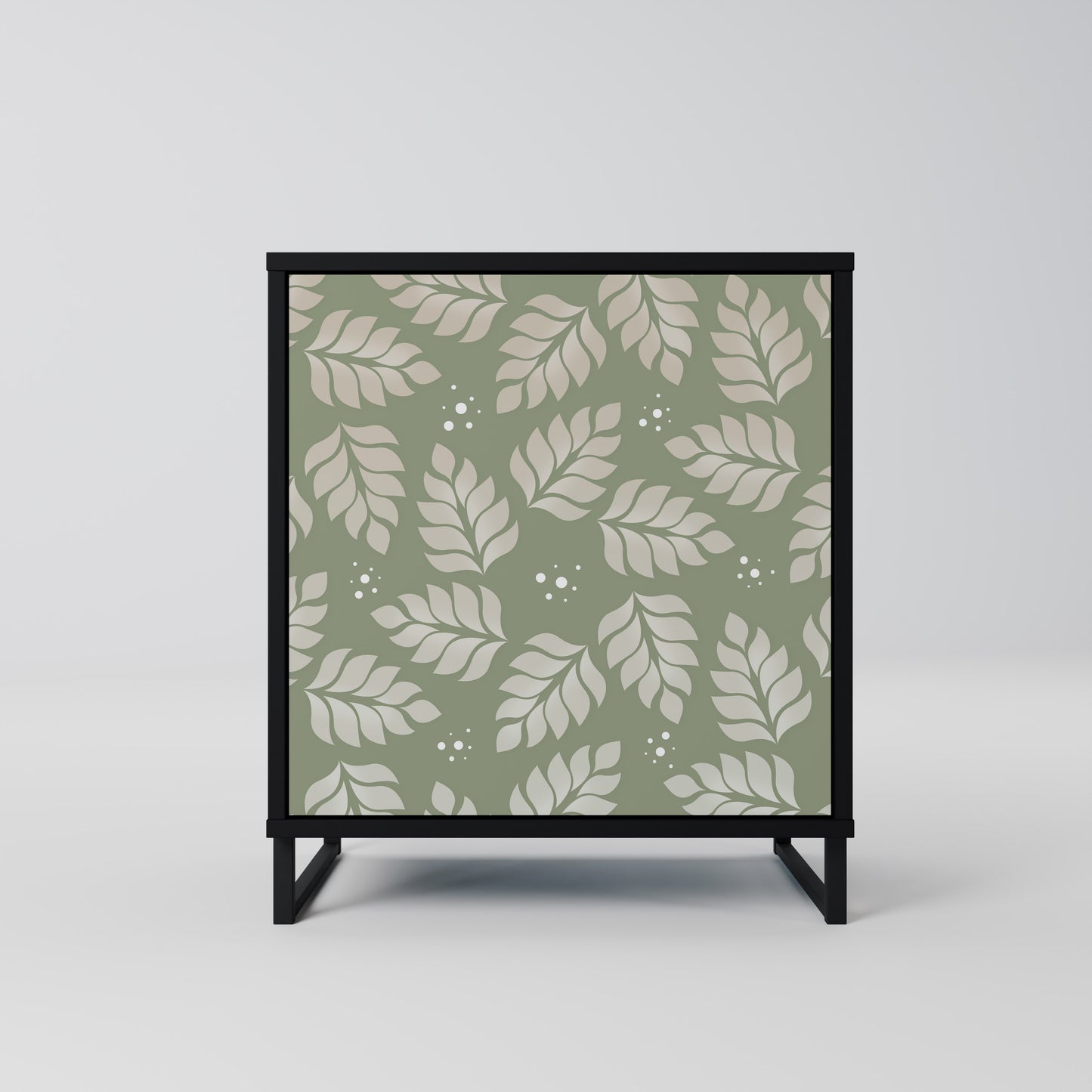 LEAVES ON GREEN 1-Door Sideboard in Black Finish