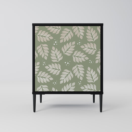 LEAVES ON GREEN 1-Door Sideboard in Black Finish