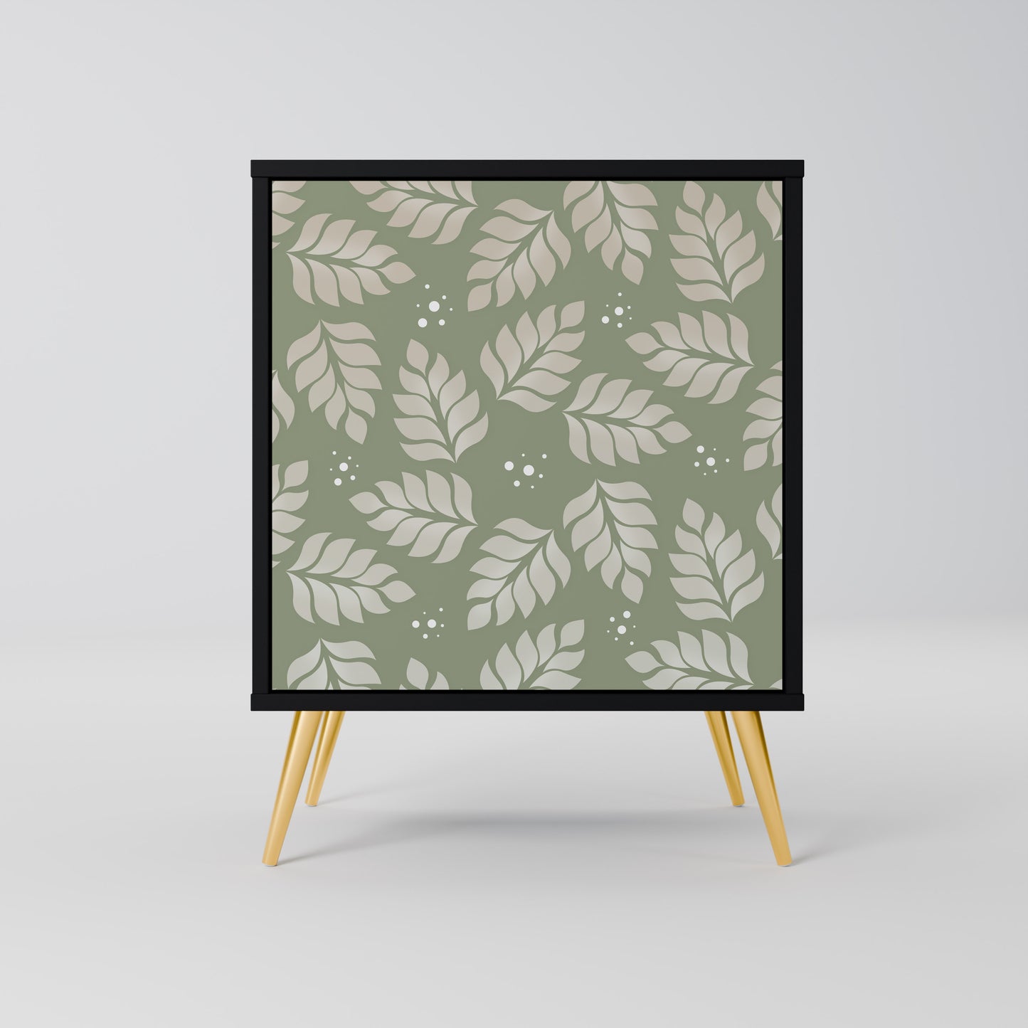 LEAVES ON GREEN 1-Door Sideboard in Black Finish