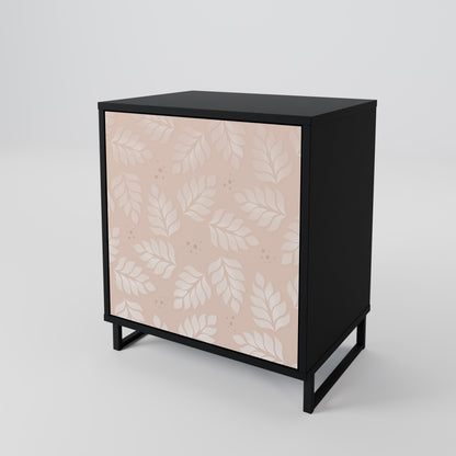 LEAVES ON BEIGE 1-Door Sideboard in Black Finish