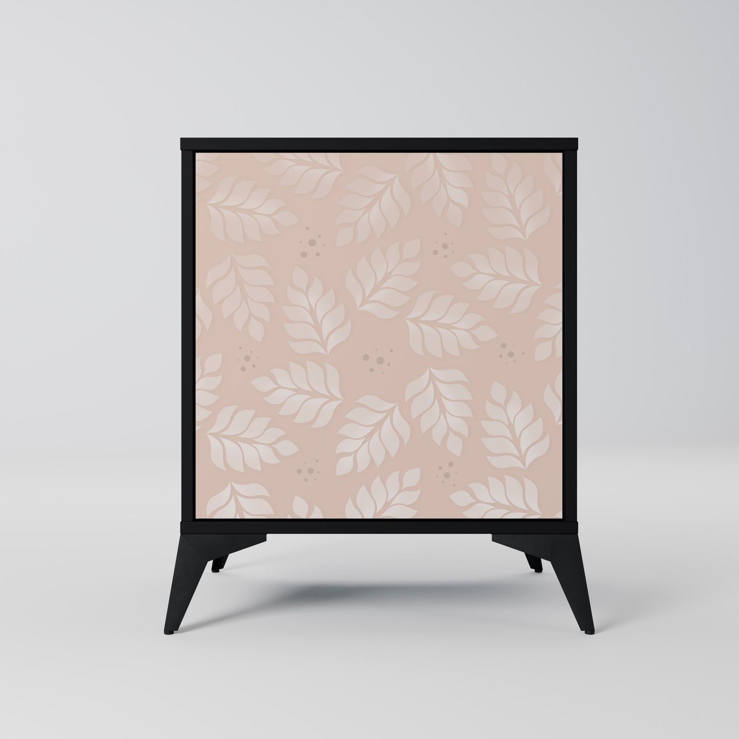 LEAVES ON BEIGE 1-Door Sideboard in Black Finish