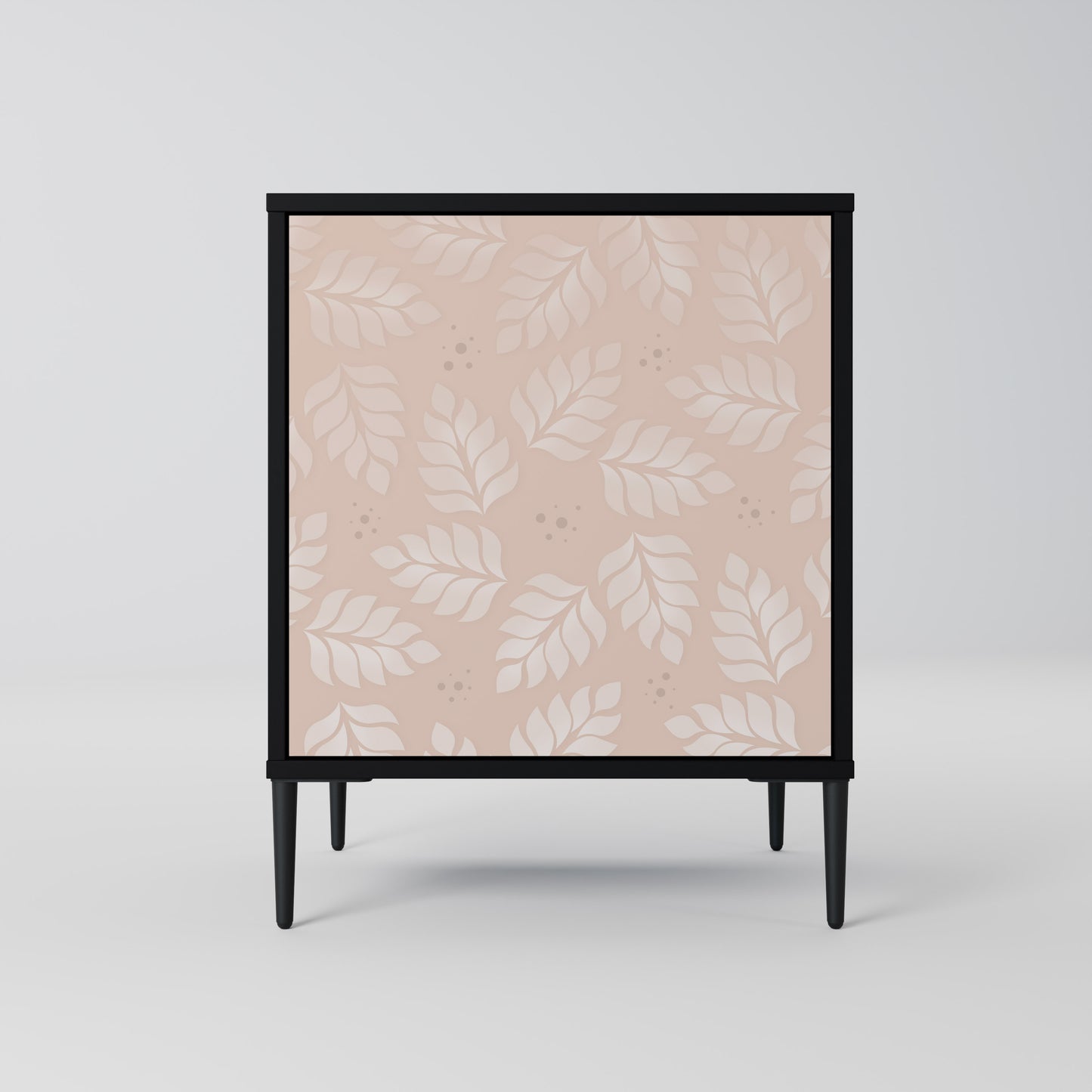 LEAVES ON BEIGE 1-Door Sideboard in Black Finish
