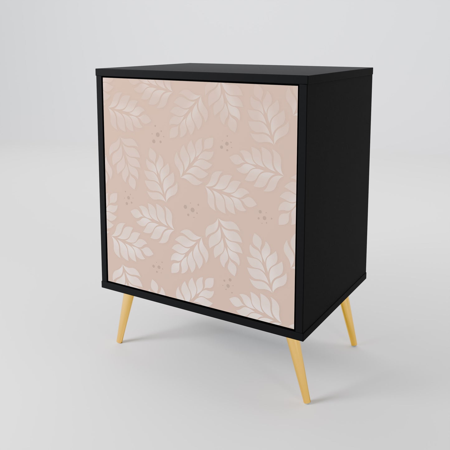 Credenza LEAVES ON BEIGE a 1 anta con finitura nera