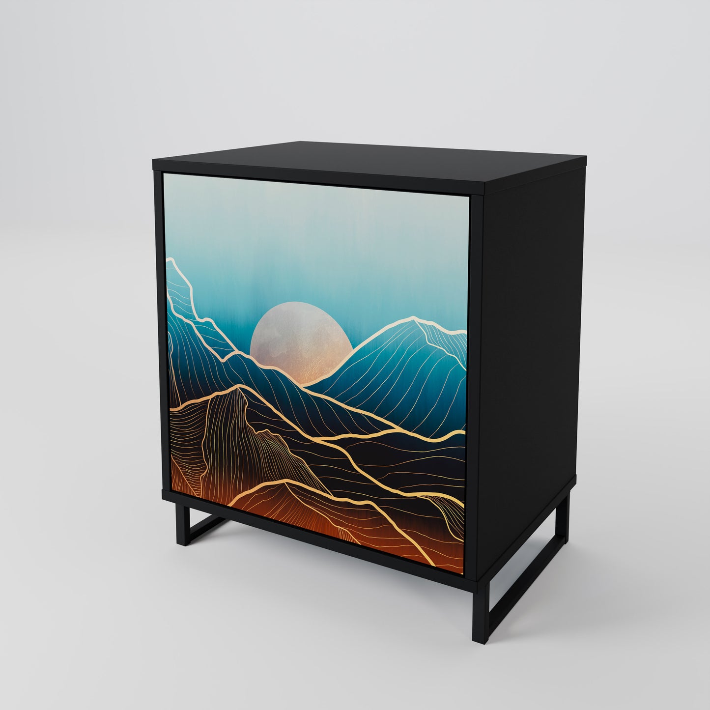 Credenza LUNAR SECRETS a 1 anta con finitura nera
