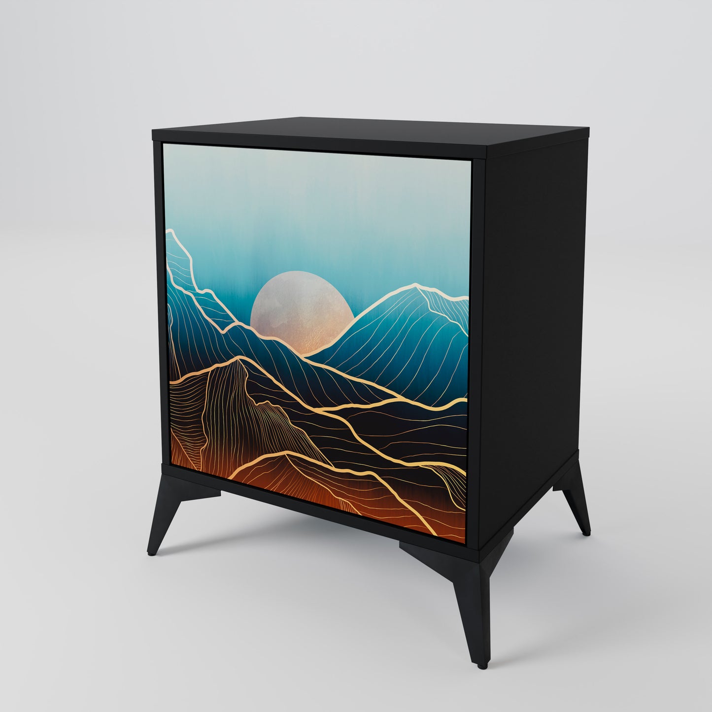 LUNAR SECRETS 1-Door Sideboard in Black Finish