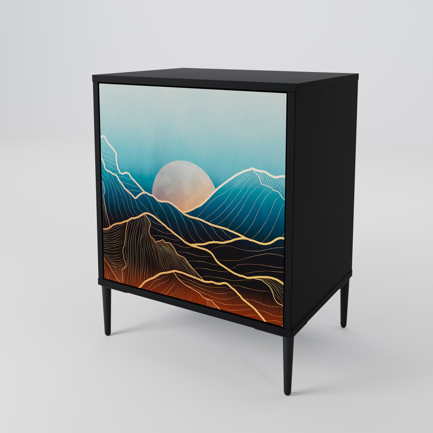 Credenza LUNAR SECRETS a 1 anta con finitura nera