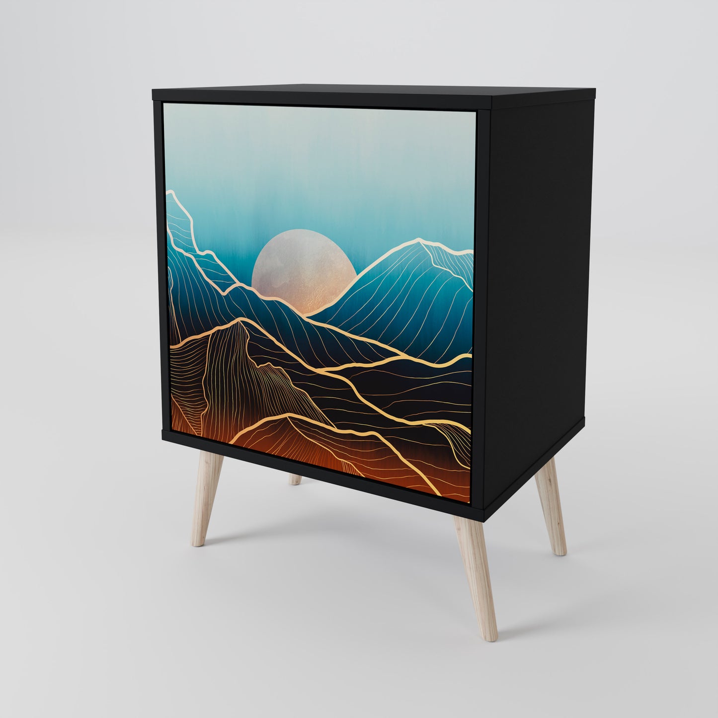 Credenza LUNAR SECRETS a 1 anta con finitura nera
