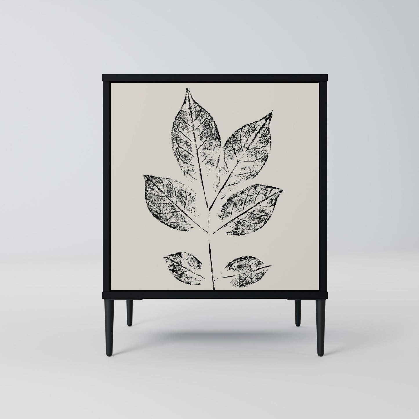 LEAFY STAMPS 1-Door Sideboard in Black Finish