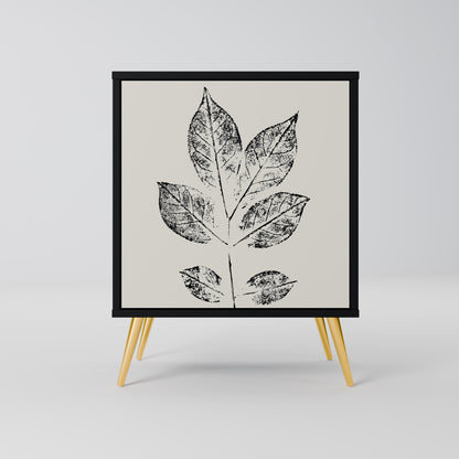 LEAFY STAMPS 1-Door Sideboard in Black Finish
